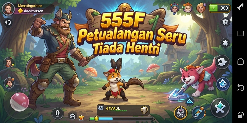Screenshot gameplay 555F menampilkan aksi petualangan yang mendebarkan.