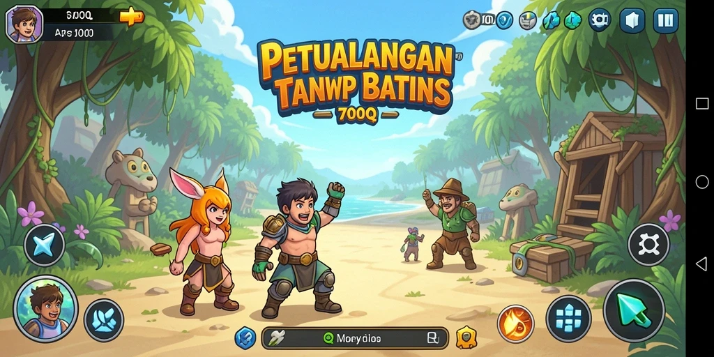 Tangkapan layar utama menunjukkan aksi seru dalam permainan Adventure.