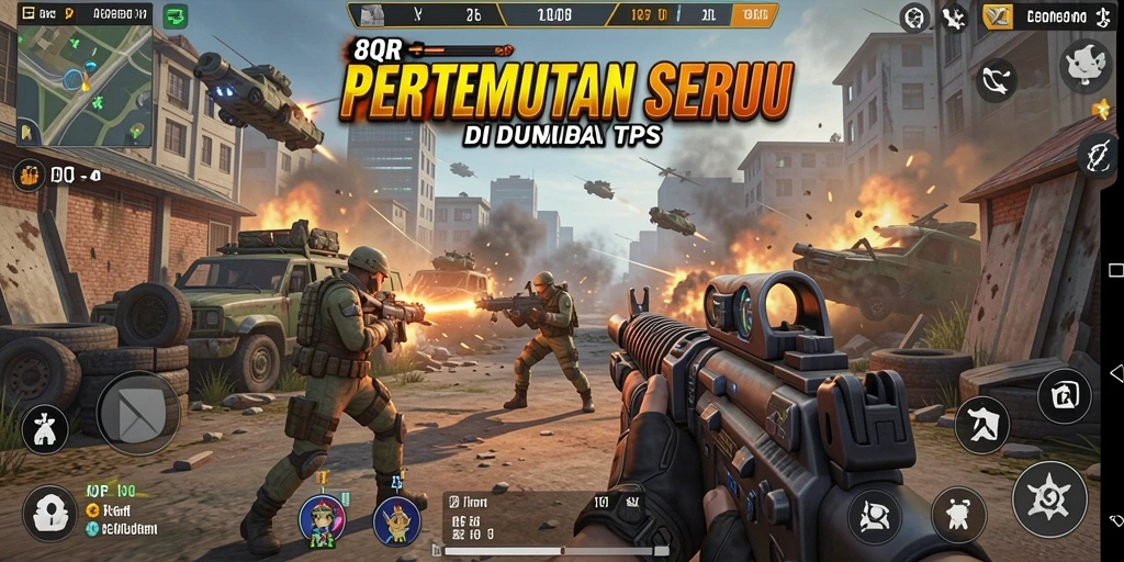 Screenshot gameplay 8QR menampilkan aksi pertempuran seru dan karakter unik.