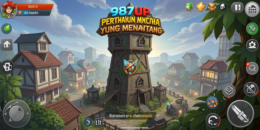 Tangkapan layar gameplay <strong>987UP</strong> dengan menara dan musuh yang beraksi.