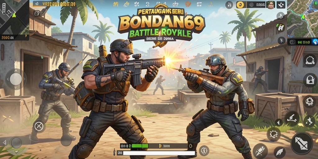 Tangkapan layar menunjukkan aksi mendebarkan dari gameplay Battle Royale BONDAN69.