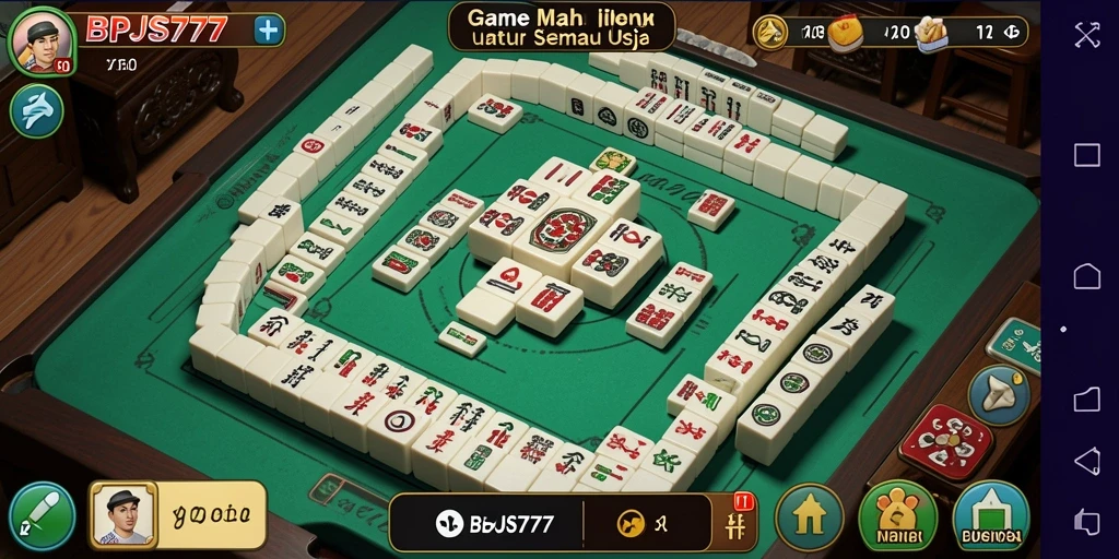 Tangkapan layar gameplay BPJS777 dengan papan game Mahjong.