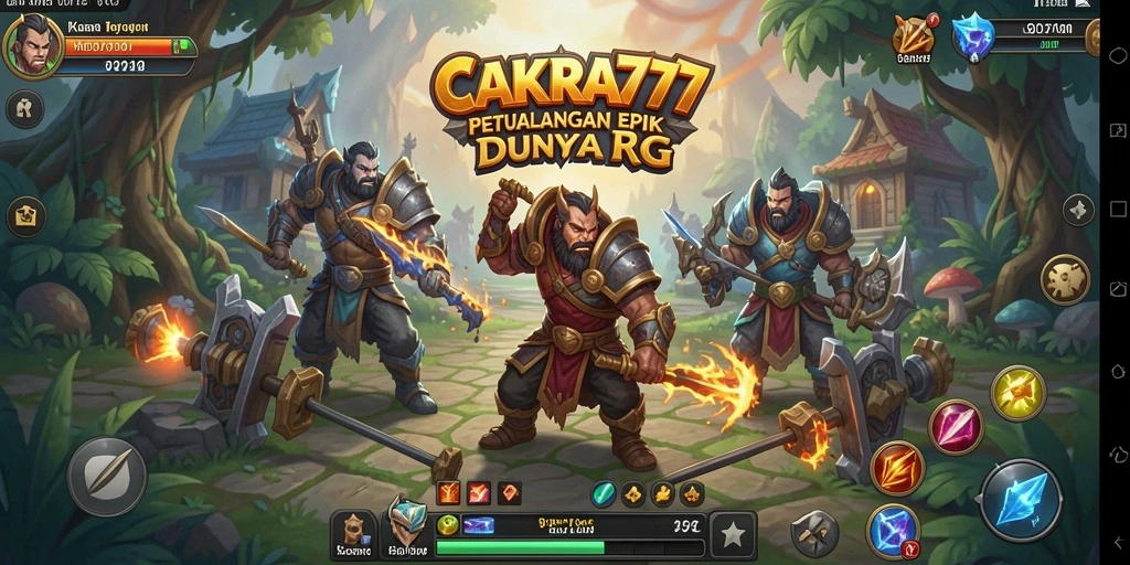 Screenshot utama CAKRA777 menampilkan aksi pertempuran RPG yang mendebarkan.