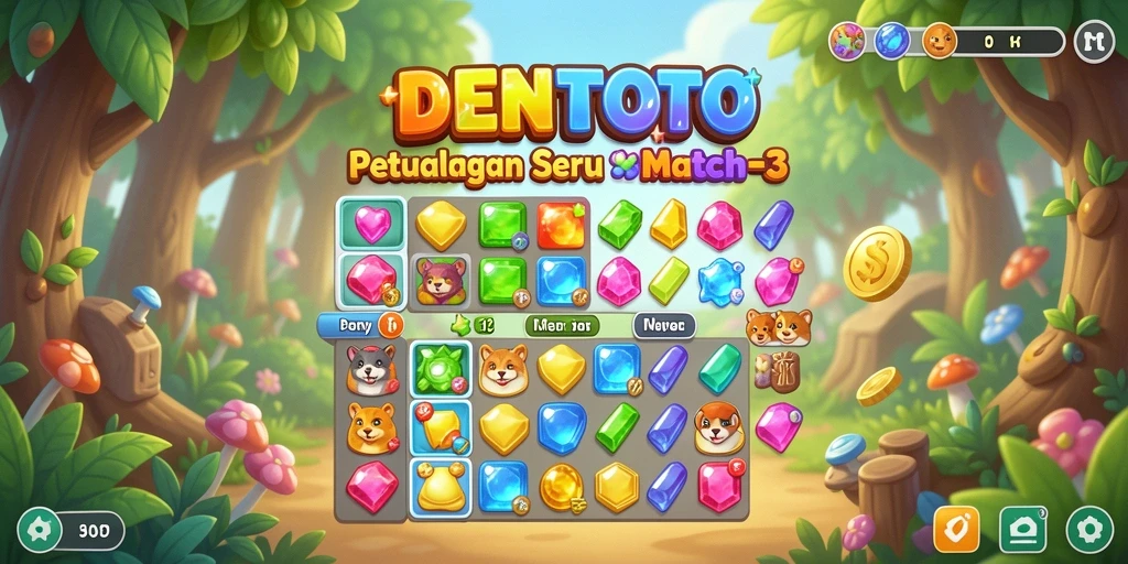 Tampilan gameplay DENTOTO yang seru dalam mencocokkan item.