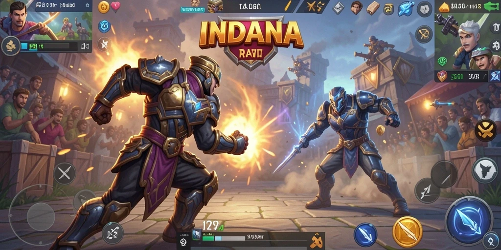 Screenshot gameplay INDAAA menunjukkan pertempuran seru antar pemain.