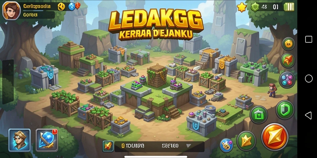 Tampilan permainan LEDAKGG dengan serangan tower yang strategis.