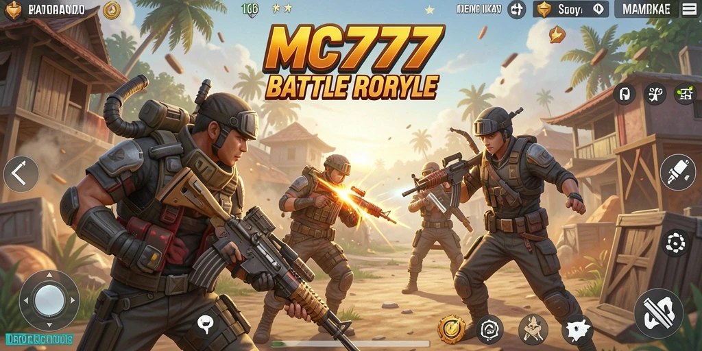 Tangkapan layar MC777 menampilkan pertarungan intens di arena Battle Royale.