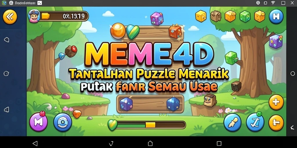 Tampilan gameplay mengasyikkan dari MEME4D dengan tantangan puzzle.
