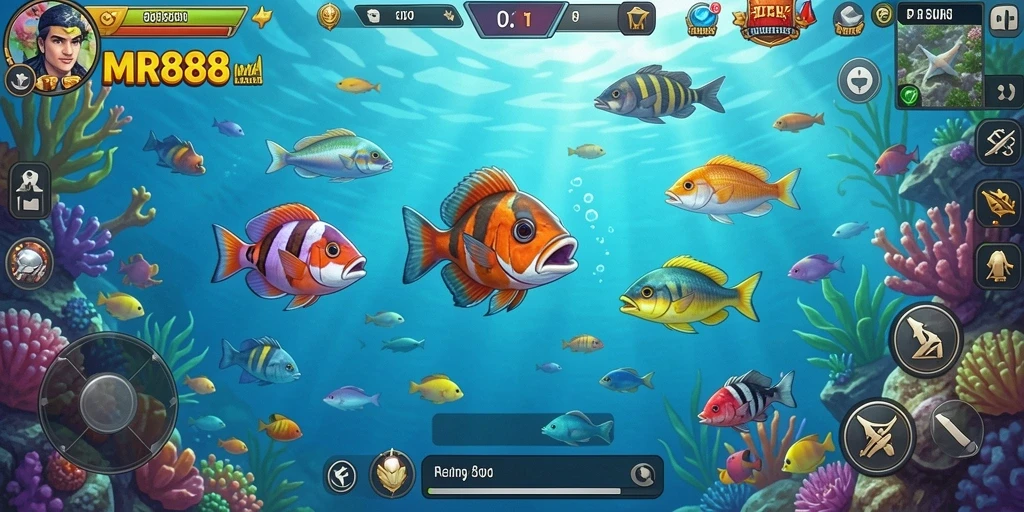 Tampilan gameplay Tembak Ikan yang seru dalam MR888.
