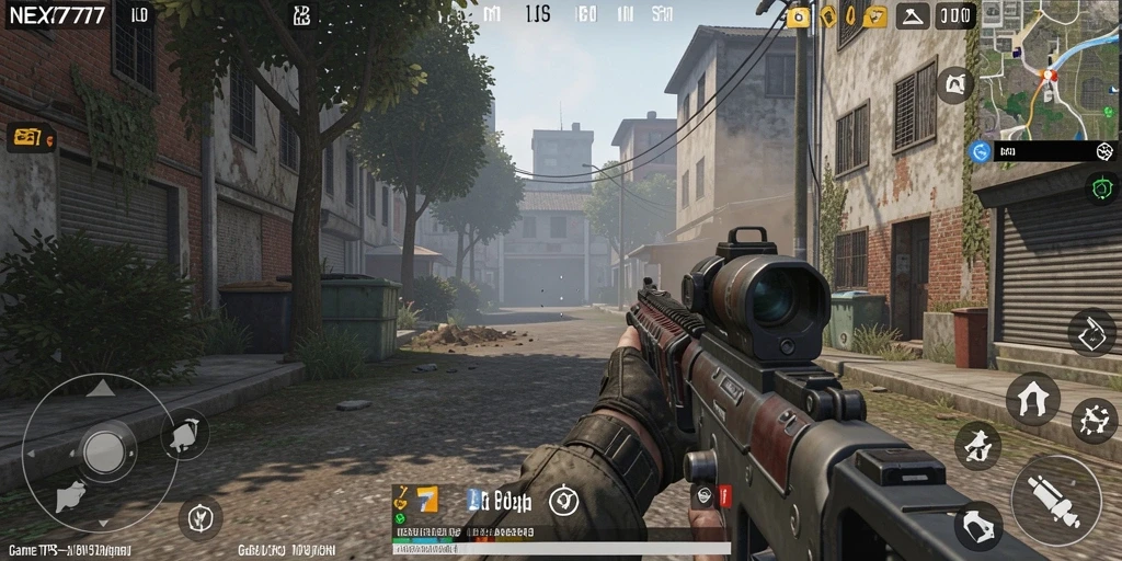 Screenshot utama menampilkan aksi menegangkan dalam game TPS NEX777.