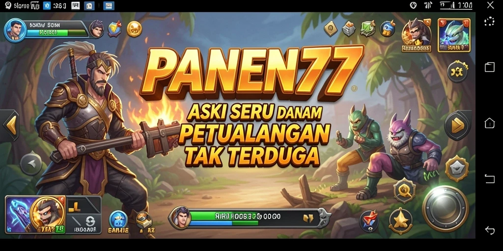 Screenshot utama PANEN77 menampilkan aksinya yang mendebarkan dalam permainan.