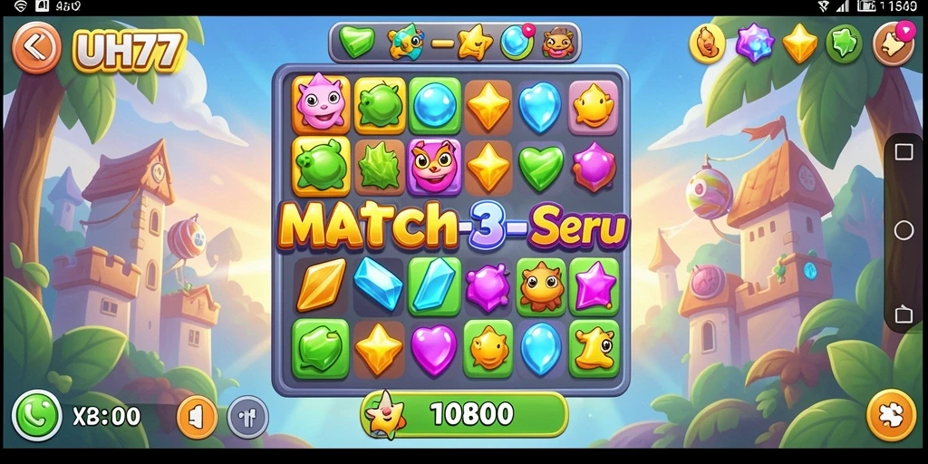 Gameplay seru UH77 dengan keseruan match-3 yang menantang.