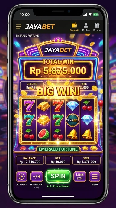 Tampilan antarmuka aplikasi jayabet yang sederhana dan intuitif.